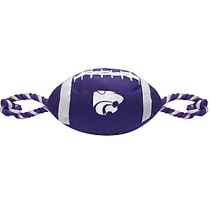 Pets First Nylon Football Tough Squeaky Dog Chew Toy, Kansas State