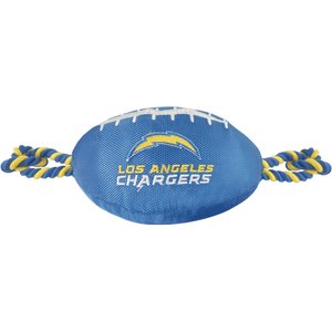 Pets First Nylon Football Tough Squeaky Dog Chew Toy, Los Angeles Chargers