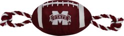 Pets First Nylon Football Tough Squeaky Dog Chew Toy, Mississippi State