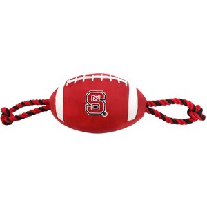 Pets First Nylon Football Tough Squeaky Dog Chew Toy, NC State