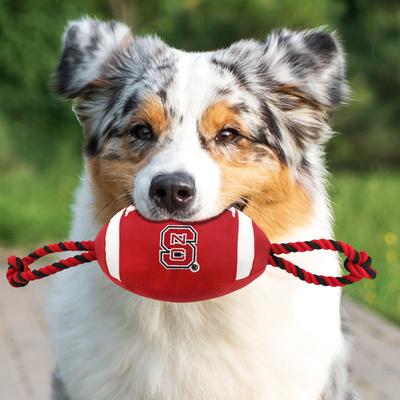 Show full view: Pets First Nylon Football Tough Squeaky Dog Chew Toy, NC State slide 3 of 7