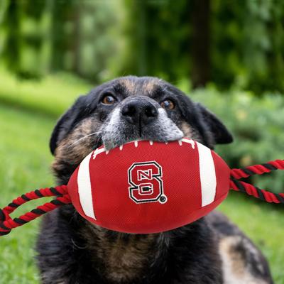 Show full view: Pets First Nylon Football Tough Squeaky Dog Chew Toy, NC State slide 5 of 7