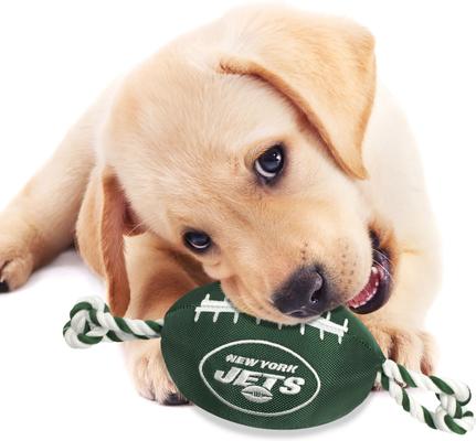 Show full view: Pets First Nylon Football Tough Squeaky Dog Chew Toy, New York Jets slide 3 of 6