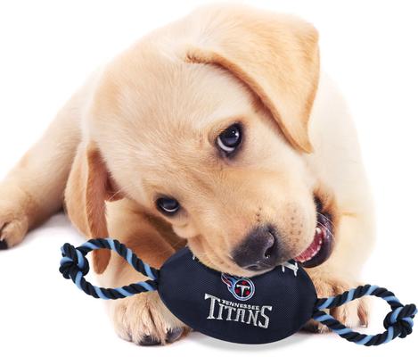 Show full view: Pets First Nylon Football Tough Squeaky Dog Chew Toy, Tennessee Titans slide 3 of 6