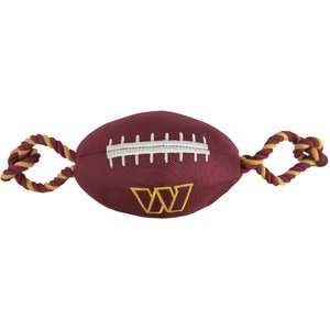 Pets First Nylon Football Tough Squeaky Dog Chew Toy, Washington Commanders