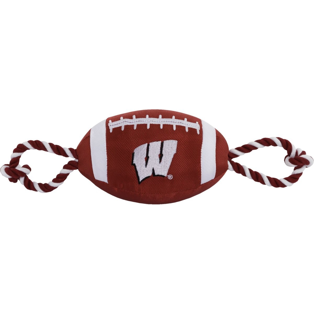 Pets First Nylon Football Tough Squeaky Dog Chew Toy, Wisconsin