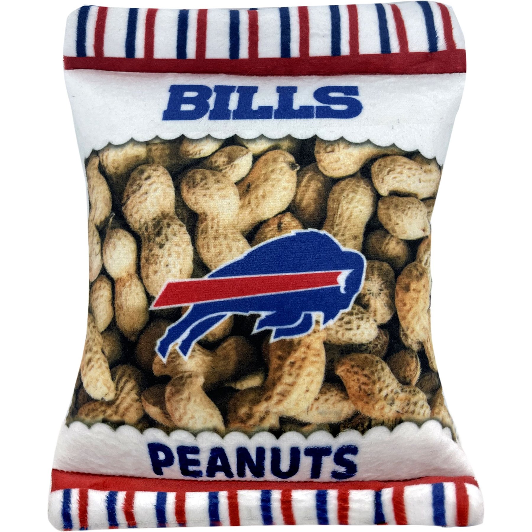 Pets First Peanut Bag Squeaky Dog Chew Toy, Buffalo Bills