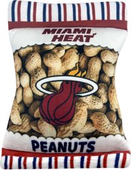 Pets First Peanut Bag Squeaky Dog Chew Toy, Miami Heat