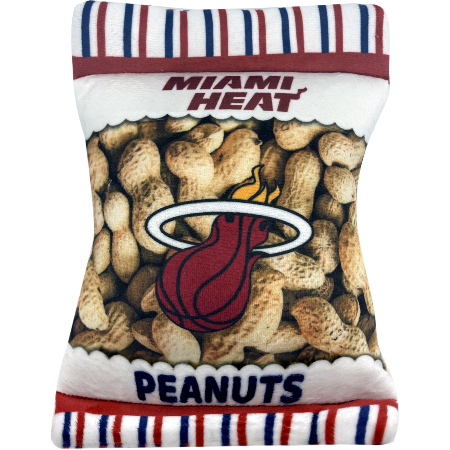 Pets First Peanut Bag Squeaky Dog Chew Toy, Miami Heat