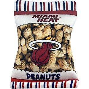 Pets First Peanut Bag Squeaky Dog Chew Toy, Miami Heat