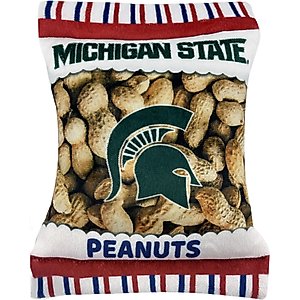 Pets First Peanut Bag Squeaky Dog Chew Toy, Michigan State