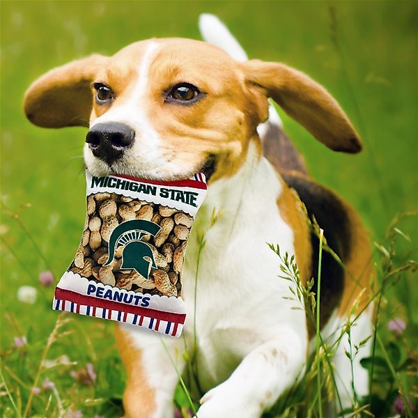 Show full view: Pets First Peanut Bag Squeaky Dog Chew Toy, Michigan State slide 3 of 6