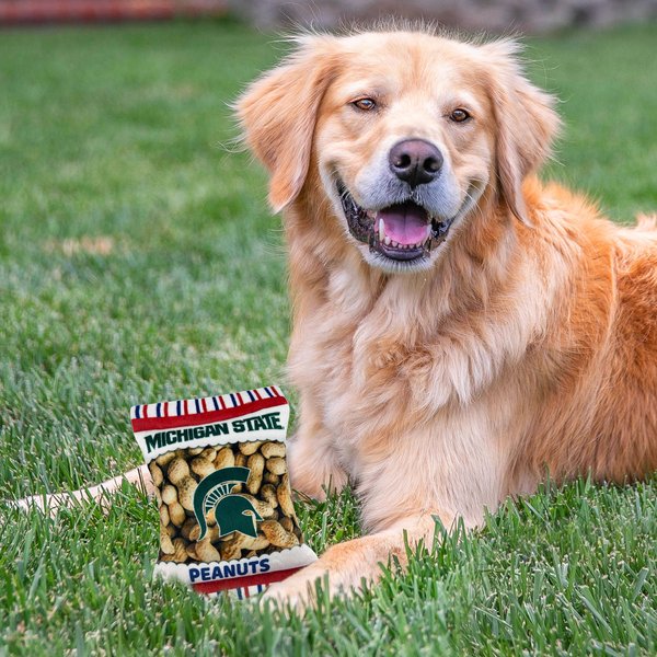 Show full view: Pets First Peanut Bag Squeaky Dog Chew Toy, Michigan State slide 4 of 6