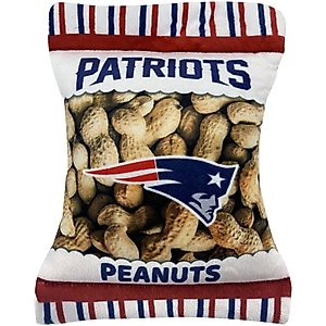 Pets First Peanut Bag Squeaky Dog Chew Toy, New England Patriots