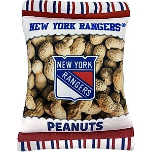 Pets First Peanut Bag Squeaky Dog Chew Toy, New York Rangers