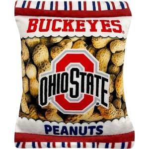 Pets First Peanut Bag Squeaky Dog Chew Toy, Ohio State