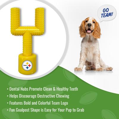 Show full view: Pets First Pittsburgh Steelers Hard Nylon Goal Post Dog Chew Toy, Yellow slide 5 of 6