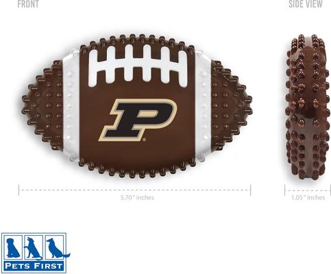 Show full view: Pets First Purdue Hard Nylon Football Dog Chew Toy, Brown slide 2 of 5
