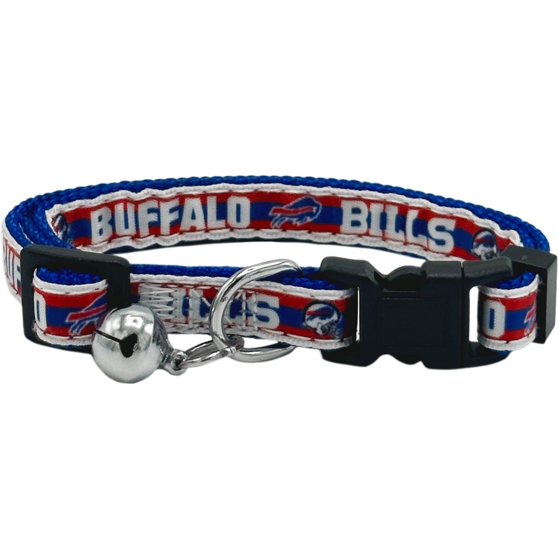 Pets First Satin Breakaway Cat Collar, 8 to 12-in neck, 1/2-in wide, Buffalo Bills