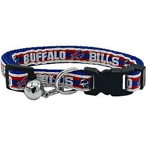 Pets First Satin Breakaway Cat Collar, 8 to 12-in neck, 1/2-in wide, Buffalo Bills