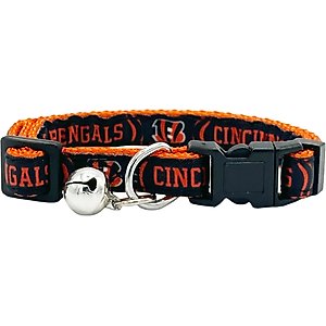 Pets First Satin Breakaway Cat Collar, 8 to 12-in neck, 1/2-in wide, Cincinnati Bengals