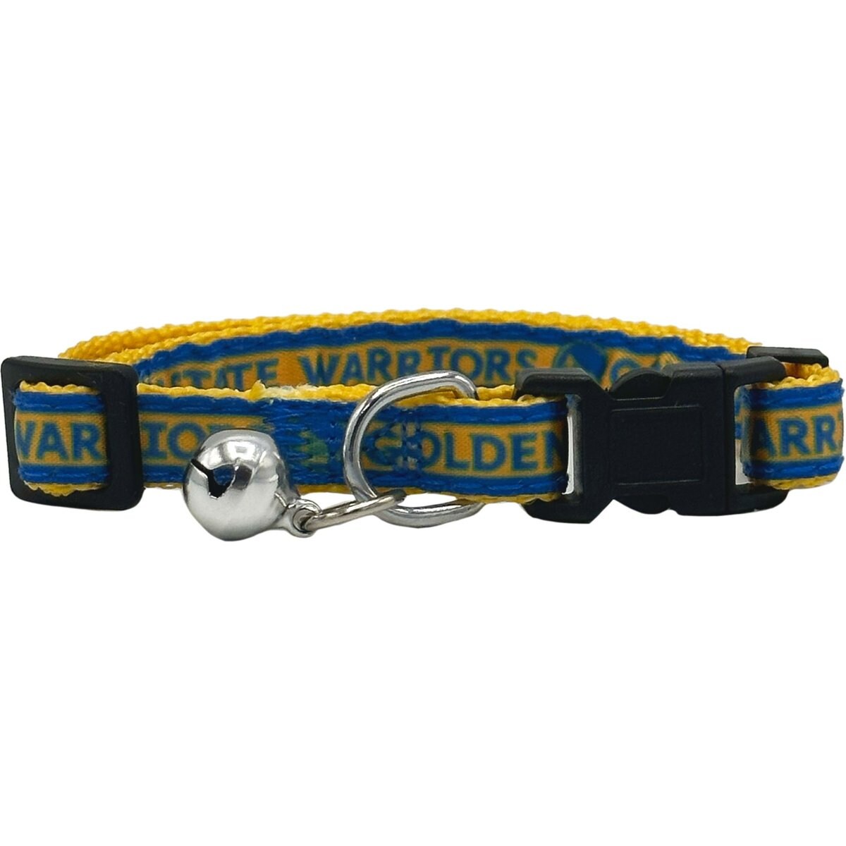 Pets First Satin Breakaway Cat Collar, 8 to 12-in neck, 1/2-in wide, Golden State Warriors
