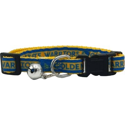 Pets First Pets First Satin Breakaway Cat Collar, 8 to 12-in neck, 1/2-in wide, Golden State Warriors