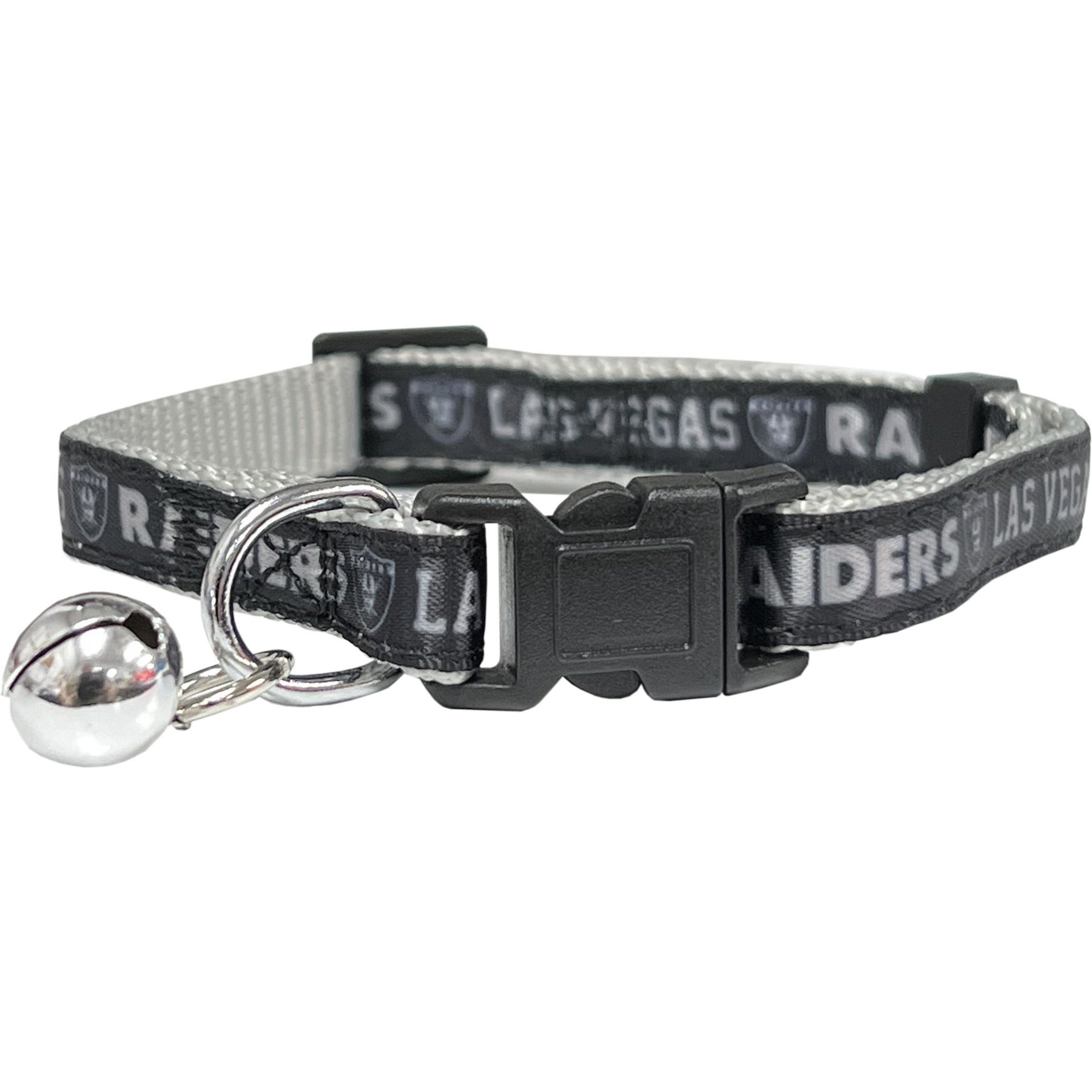 Pets First Satin Breakaway Cat Collar, 8 to 12-in neck, 1/2-in wide, Las Vegas Raiders