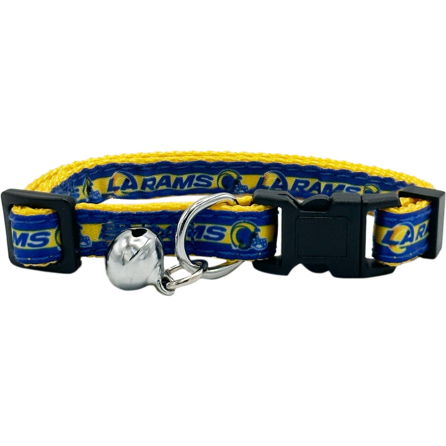 Pets First Satin Breakaway Cat Collar, 8 to 12-in neck, 1/2-in wide, Los Angeles Rams