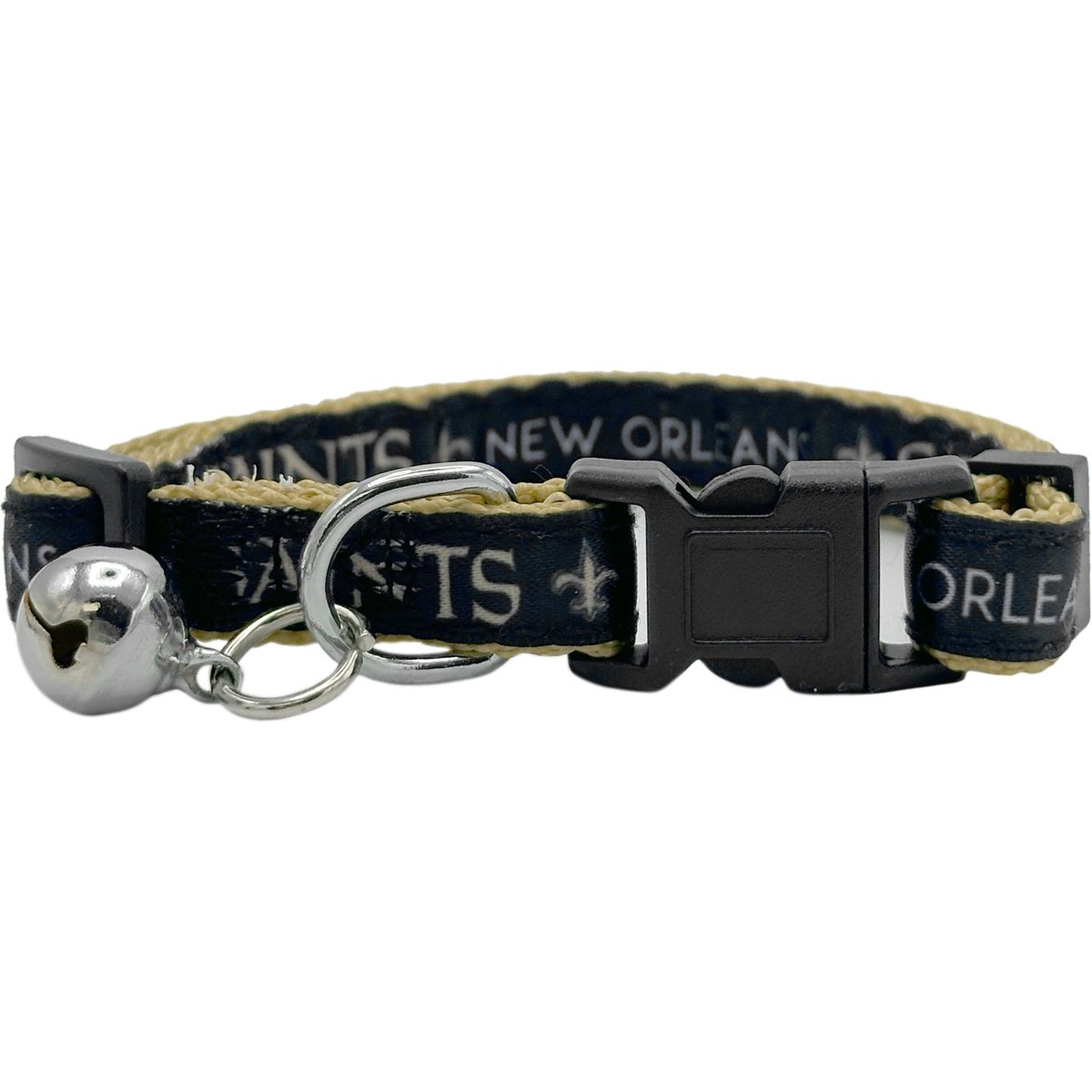 Pets First Satin Breakaway Cat Collar, 8 to 12-in neck, 1/2-in wide, New Orleans Saints
