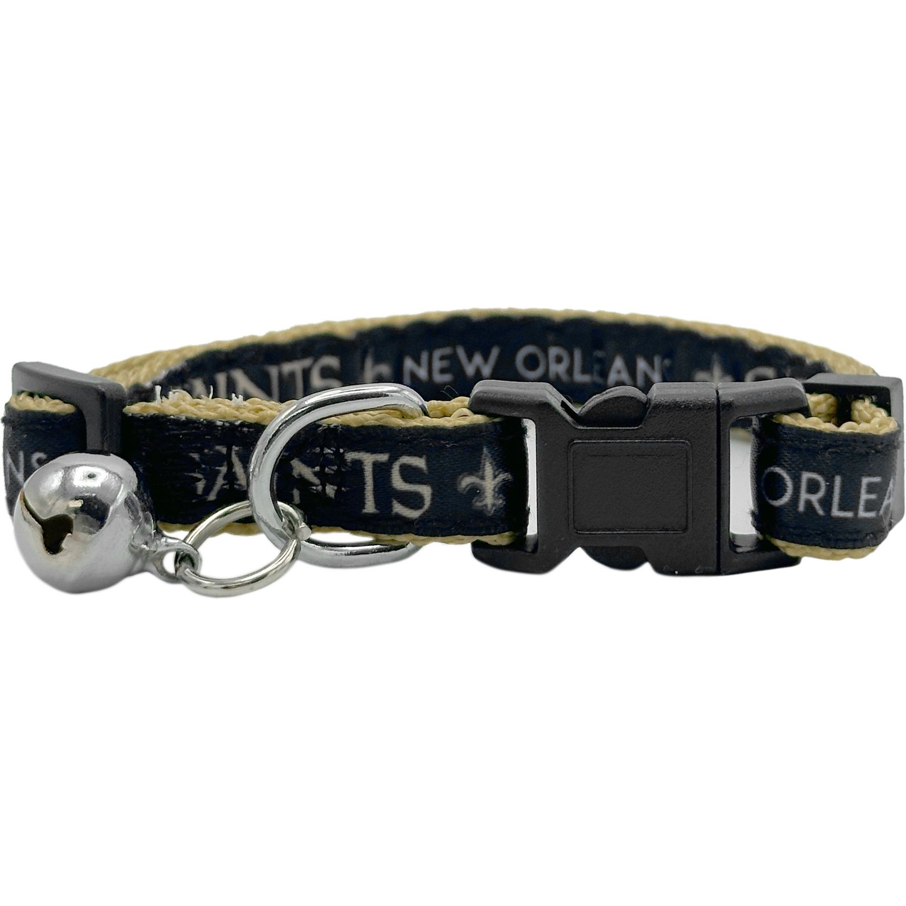 Pets First Satin Breakaway Cat Collar, 8 to 12-in neck, 1/2-in wide, New Orleans Saints