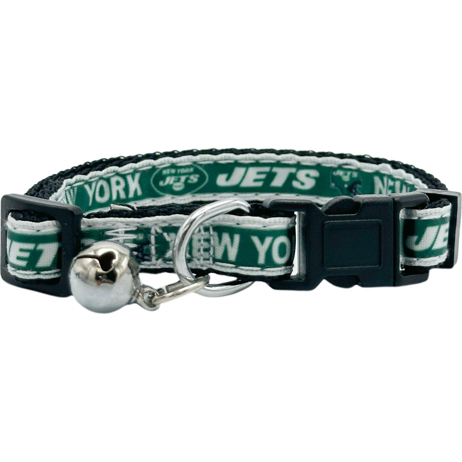Pets First Satin Breakaway Cat Collar, 8 to 12-in neck, 1/2-in wide, New York Jets