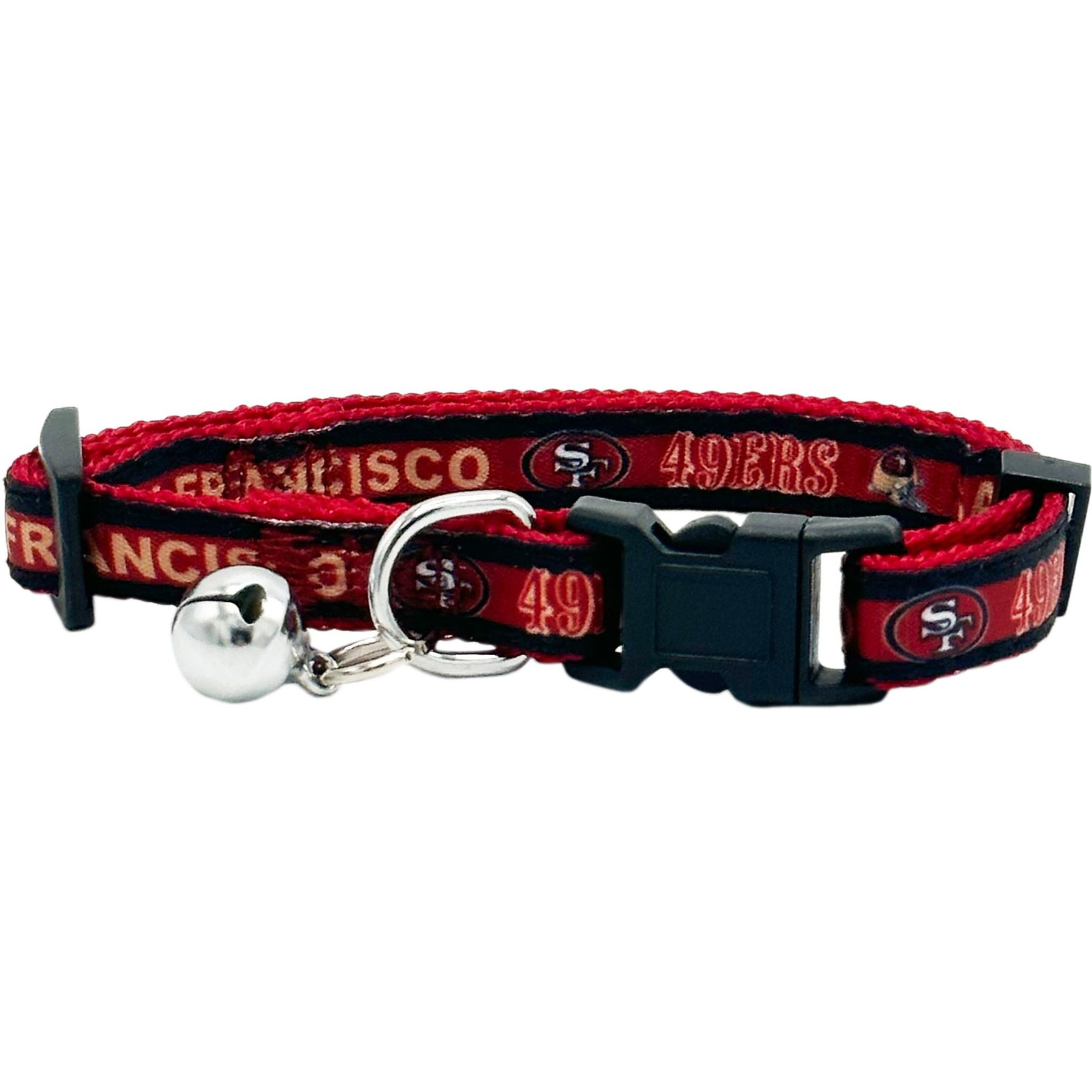 Pets First Satin Breakaway Cat Collar, 8 to 12-in neck, 1/2-in wide, San Francisco 49Ers