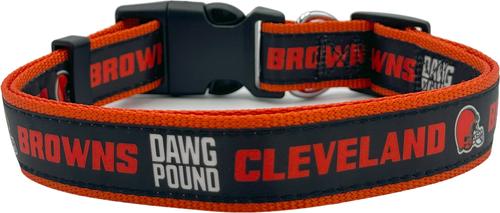 Show full view: Pets First Satin Dog Collar, Cleveland Browns, Small slide 2 of 6