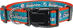 Pets First Satin Dog Collar, Miami Dolphins, Large