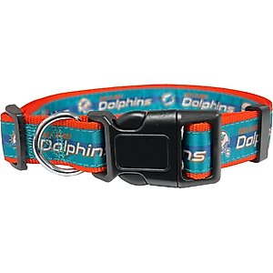 Pets First Satin Dog Collar, Miami Dolphins, Large
