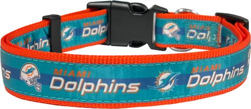 Show full view: Pets First Satin Dog Collar, Miami Dolphins, Medium slide 2 of 6