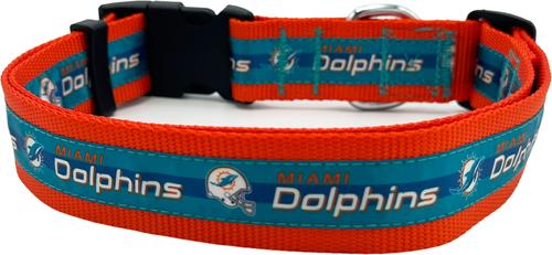 Show full view: Pets First Satin Dog Collar, Miami Dolphins, X-Large slide 2 of 6