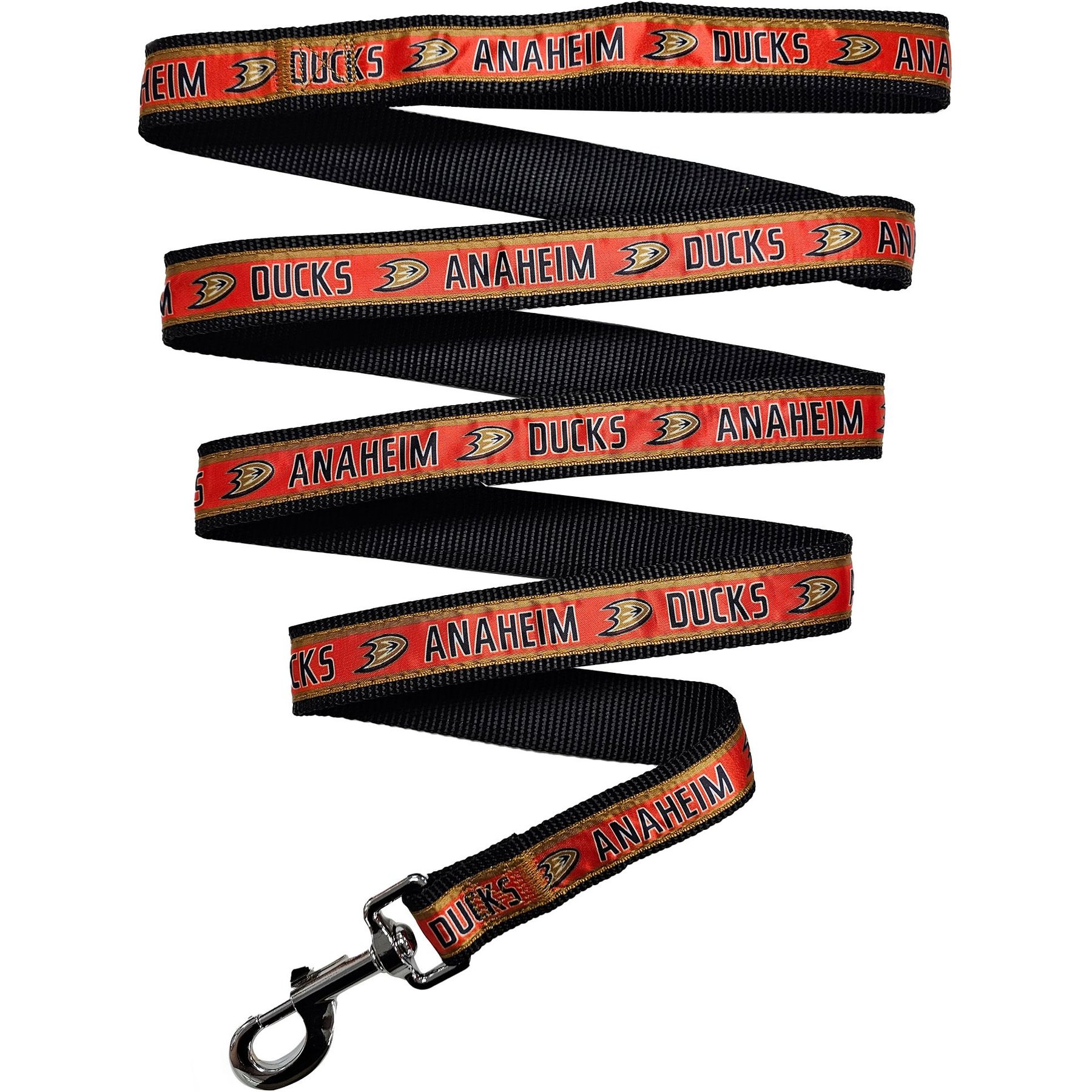 Pets First Satin Nylon Dog Leash, Anaheim Ducks, Large: 72-in long, 1-in wide