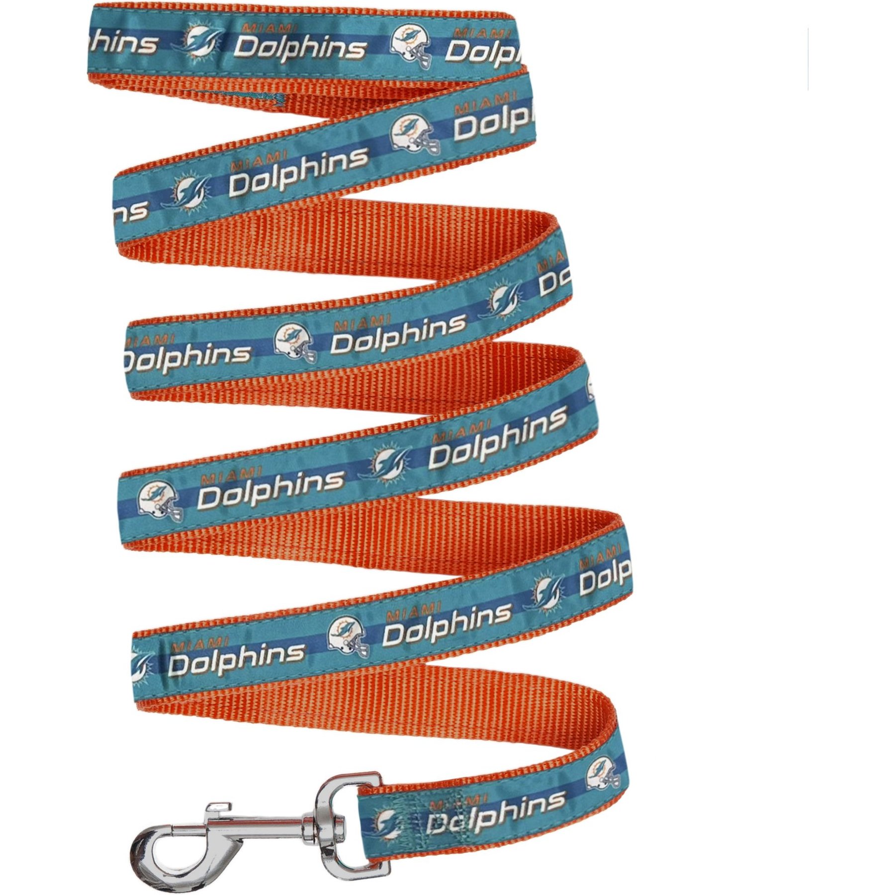 Pets First Satin Nylon Dog Leash, Miami Dolphins, Large: 72-in long, 1-in wide