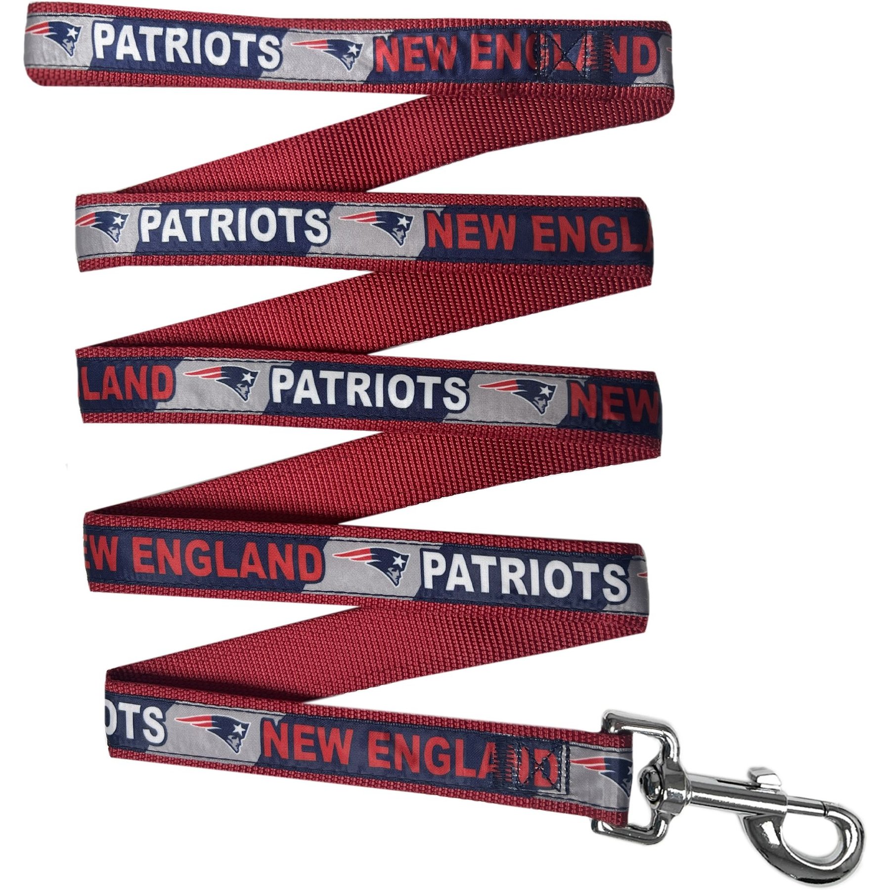 Pets First Satin Nylon Dog Leash, New England Patriots, Medium: 48-in long, 5/8-in wide