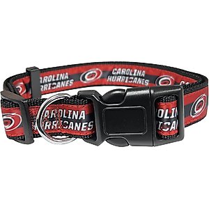 Pets First Satin Nylon Standard Dog Collar, Carolina Hurricanes, Medium: 10 to 16-in neck, 5/8-in wide