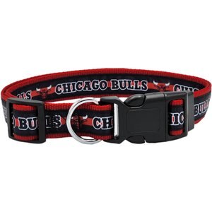 Pets First Satin Nylon Standard Dog Collar, Chicago Bulls, Medium: 10 to 16-in neck, 5/8-in wide