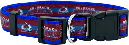 Show full view: Pets First Satin Nylon Standard Dog Collar, Colorado Avalanche, Large: 14 to 24-in neck, 1-in wide slide 1 of 6