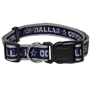 Pets First Satin Nylon Standard Dog Collar, Dallas Cowboys, Large: 14 to 24-in neck, 1-in wide