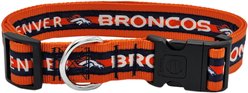 Pets First Satin Nylon Standard Dog Collar, Denver Broncos, X-Large: 22 to 32-in neck, 1.25-in wide