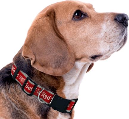 Show full view: Pets First Satin Nylon Standard Dog Collar, Detroit Red Wings, Large: 14 to 24-in neck, 1-in wide slide 4 of 6