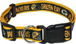 Pets First Satin Nylon Standard Dog Collar, Green Bay Packers, Large: 14 to 24-in neck, 1-in wide