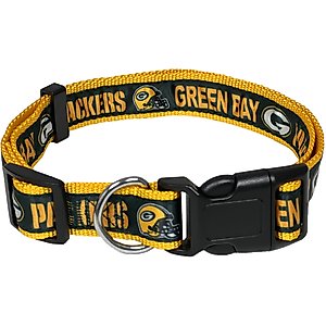 Pets First Satin Nylon Standard Dog Collar, Green Bay Packers, Medium: 10 to 16-in neck, 5/8-in wide