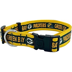 Pets First Satin Nylon Standard Dog Collar, Green Bay Packers, X-Large: 22 to 32-in neck, 1.25-in wide